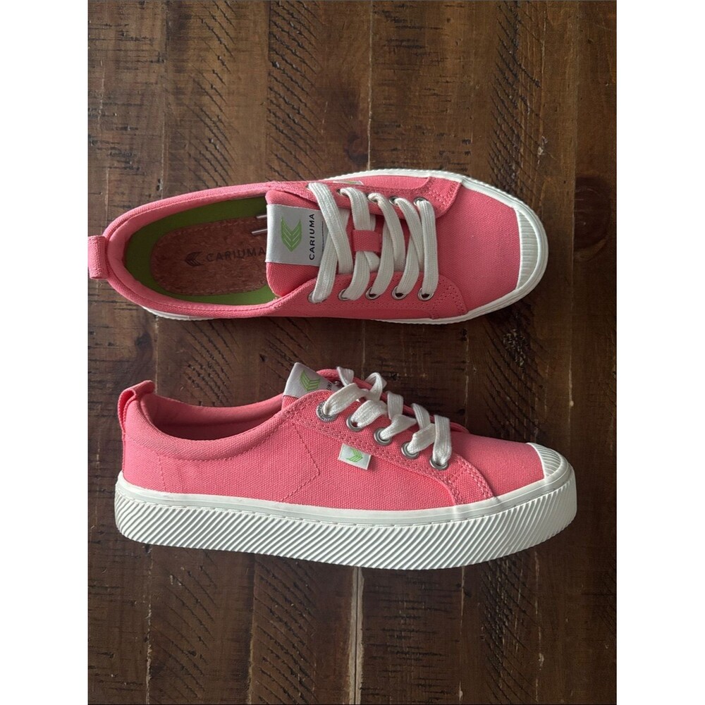 Cariuma OCA Low Canvas Sneakers Shoes in Pink Lemonade Womens Size 7 Robber Toe